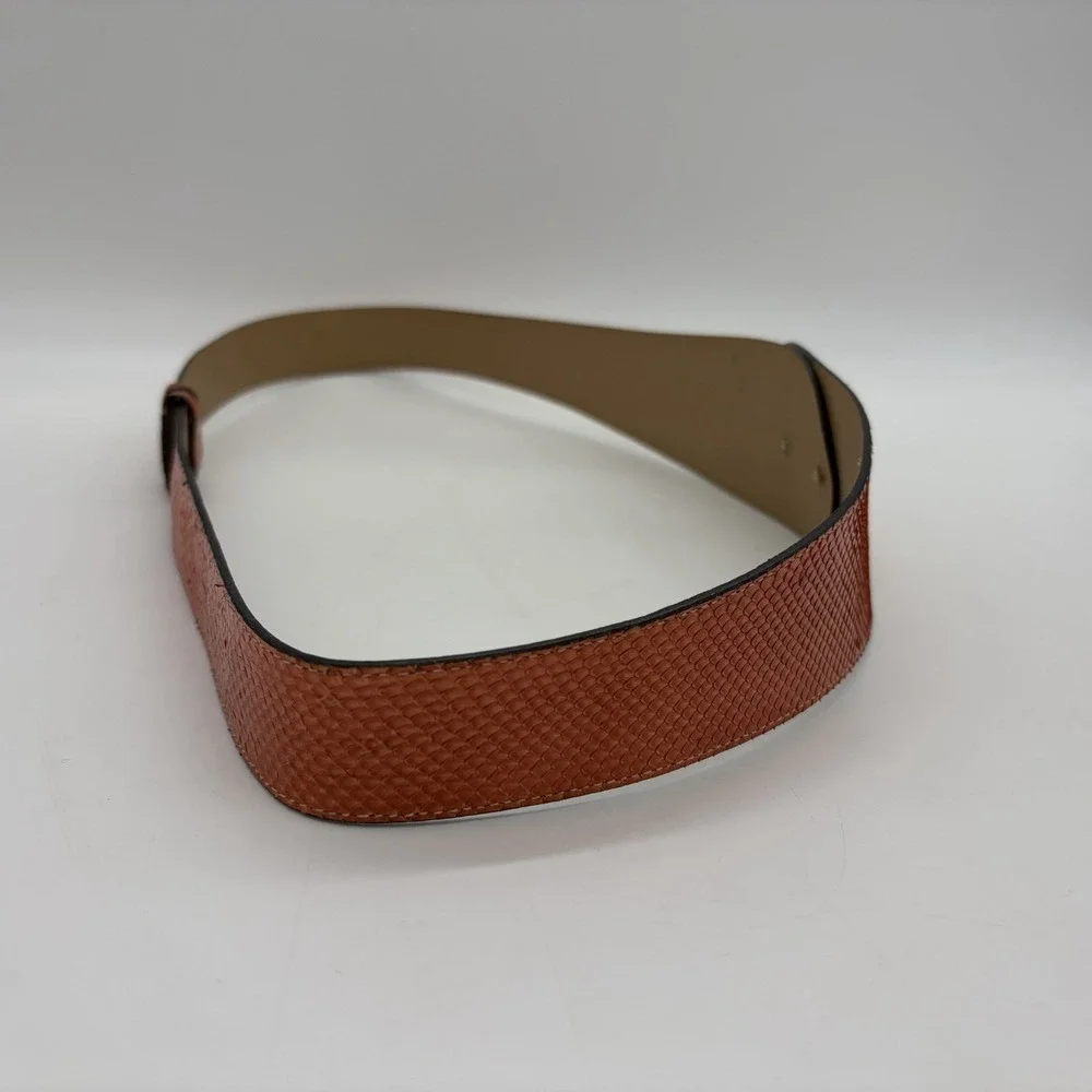 Vintage Laura Lei Womens Belt Genuine Snakeskin Orange Gold Adjustable Argentina